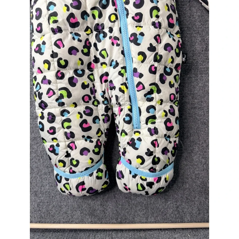 Spyder Snowsuit Infant 9/12M White Multicolor Leopard Hooded One Piece‎ Bunting